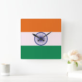 Indiase Tricolor Tiranga Vierkante Klok (Huis)
