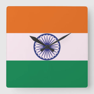 Indiase Tricolor Tiranga Vierkante Klok