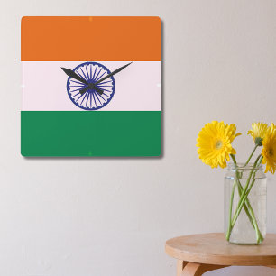 Indiase Tricolor Tiranga Vierkante Klok