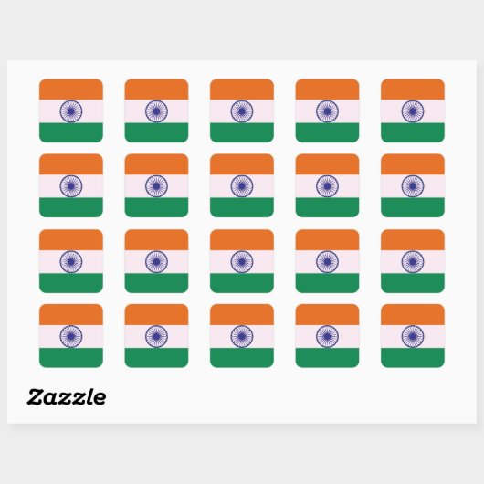 Indiase Tricolor Tiranga Vierkante Sticker (Vel)