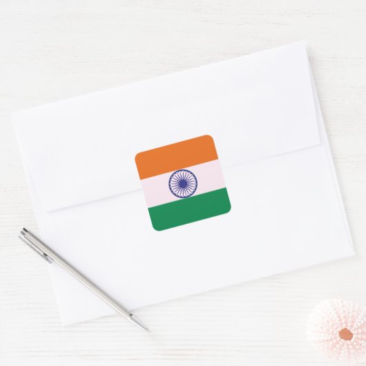 Indiase Tricolor Tiranga Vierkante Sticker (Envelop)