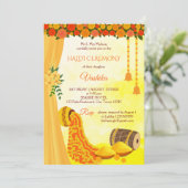 Indiase trouw-haldi-ceremonie kaart (Staand voorkant)