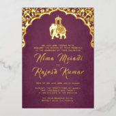Indiase Trouw Uitnodiging Rood Goud Ganesha (Voorkant)