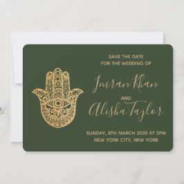 Indiase Trouwdag Bewaar de datum Goud hamsa Henna Save The Date