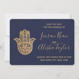Indiase Trouwdag Bewaar de datum Goud hamsa Henna Save The Date