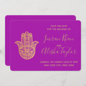 Indiase Trouwdag Opslag datum Goud hamsa Henna Save The Date (Voorkant / Achterkant)