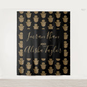 Indiase trouwdatum save Gold hamsa Henna Wandkleed (Voorkant)