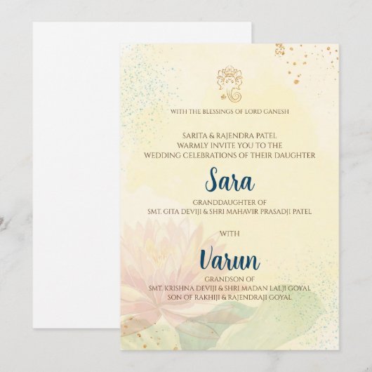 Indiase trouwkaart Digitale Hindoe trouwkaart Kaart (Voorkant / Achterkant)