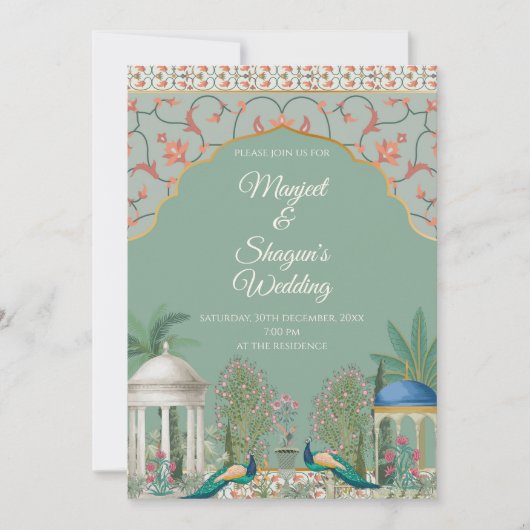 Indiase trouwkaart Hindoe bruiloft uitnodiging (Voorkant)