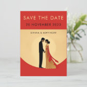 Indiase trouwkaart met bewaar de datum save the date (Staand voorkant)