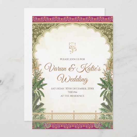 Indiase Trouwkaarten & Digitale Indiase uitnodigin Kaart (Voorkant / Achterkant)