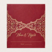 Indiase trouwplaatskaart, goud, wit, blauw kaart (Buitenkant ongevouwen)