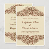 Indiase trouwuitnodigingen henna kaart (Voorkant / Achterkant)