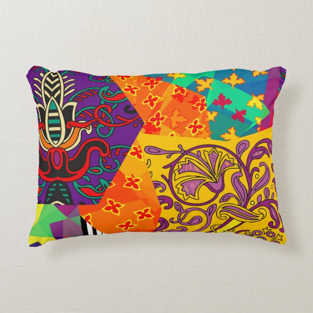 Indiase Turkse feestelijke patchwork Mandala Accent Kussen (Voorkant)