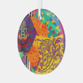 Indiase Turkse feestelijke patchwork Mandala Glas Ornament (Voorkant links)