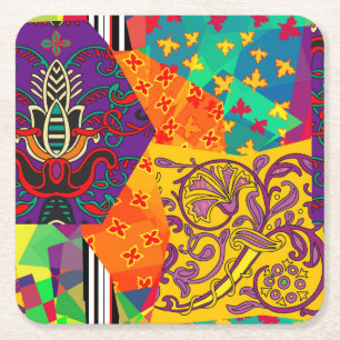 Indiase Turkse feestelijke patchwork Mandala Kartonnen Onderzetters