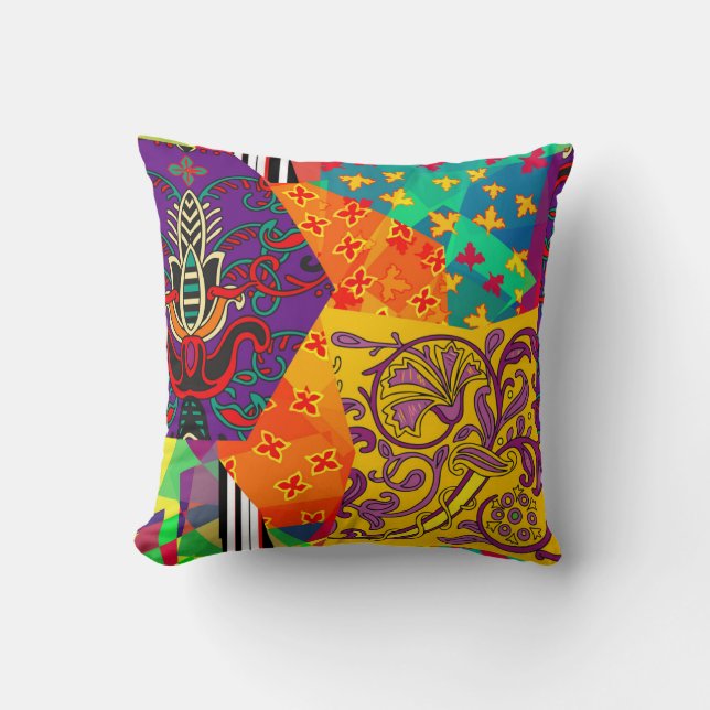 Indiase Turkse feestelijke patchwork Mandala Kussen (Voorkant)