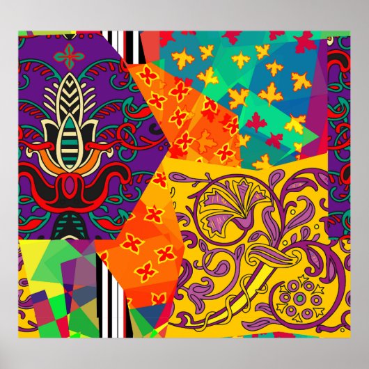 Indiase Turkse feestelijke patchwork Mandala Poster (Voorkant)