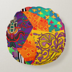 Indiase Turkse feestelijke patchwork Mandala Rond Kussen