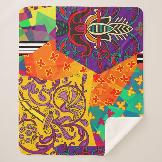 Indiase Turkse feestelijke patchwork Mandala Sherpa Deken (Voorkant)
