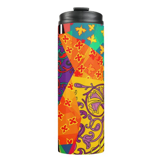 Indiase Turkse feestelijke patchwork Mandala Thermosbeker (Voorkant)