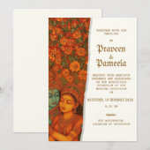 Indiase uitnodiging met Radhakrishna muurschilderi (Voorkant / Achterkant)
