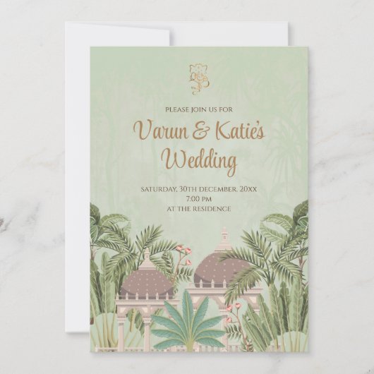 Indiase uitnodigingen Digitale & Indiase trouwkaar (Voorkant)