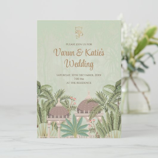 Indiase uitnodigingen Digitale & Indiase trouwkaar (Staand voorkant)