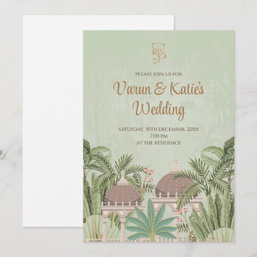 Indiase uitnodigingen Digitale & Indiase trouwkaar (Voorkant / Achterkant)