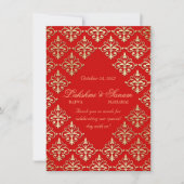 Indiase uitnodigingsfoto kaart Damaskus rood goud (Voorkant)