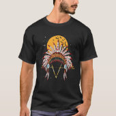 Indiase Veren Hoofdtooi Zonsondergang Native Ameri T-shirt (Voorkant)