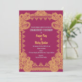 Indiase Verlobingsceremonie Intricate Ontwerp Roze Kaart (Staand voorkant)