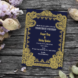 Indiase Verloving Ceremonie Intricate Design Blauw Kaart