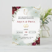 Indiase Verloving Shagun Invitation Kaart (Staand voorkant)