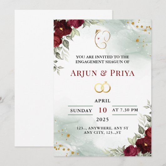 Indiase Verloving Shagun Invitation Kaart (Voorkant / Achterkant)