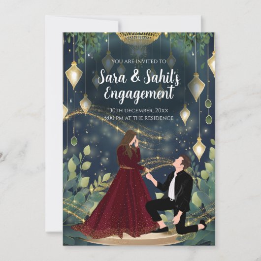 Indiase Verloving uitnodiging Ring Ceremonie uitno (Voorkant)