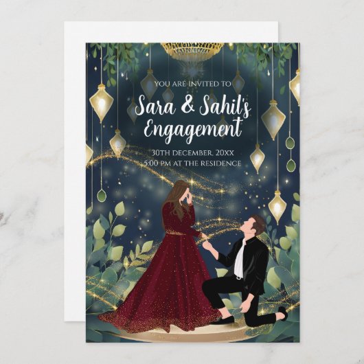 Indiase Verloving uitnodiging Ring Ceremonie uitno (Voorkant / Achterkant)