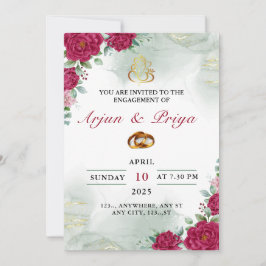 Indiase verlovingsuitnodigingskaart, ringceremonie kaart