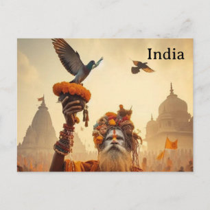 Indiase vintage toerisme reis toevoegen briefkaart