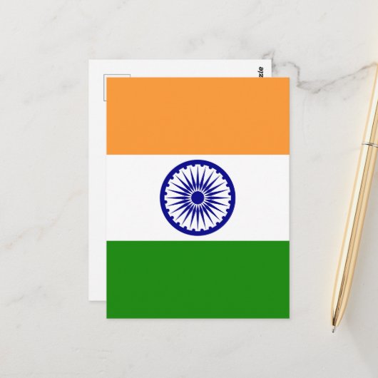 Indiase vlag briefkaart (Voorkant / Achterkant in situ)