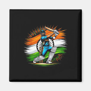 Indiase vlag Cricketliefhebber Fan India trots Man Magneet