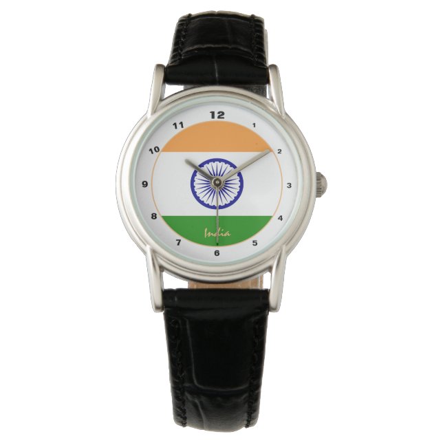 Indiase vlag en Indiase trendy mode/design watch Horloge (Voorkant)