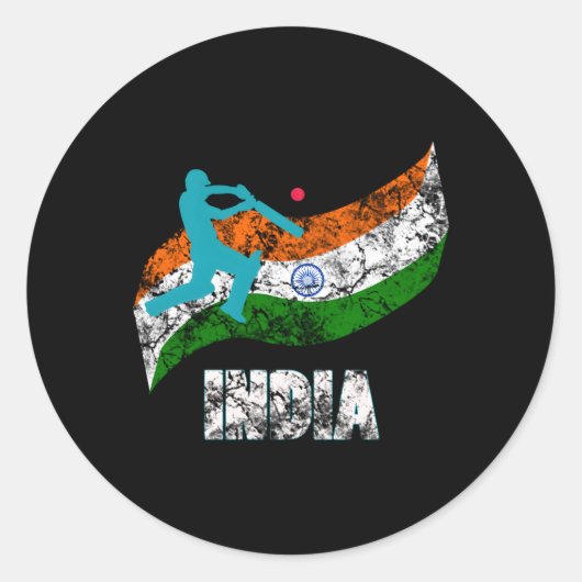Indiase vlag Indisch cricket Ronde Sticker (Voorkant)