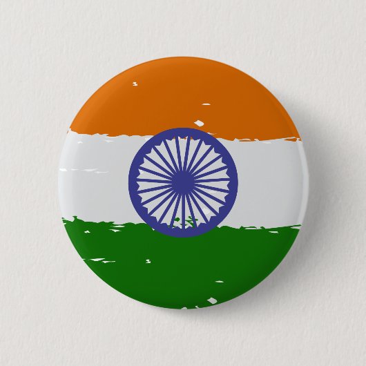 INDIASE VLAG met borsteleffect Ronde Button 5,7 Cm (Voorkant)