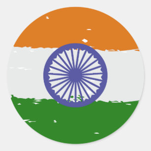 INDIASE VLAG met borsteleffect Ronde Sticker