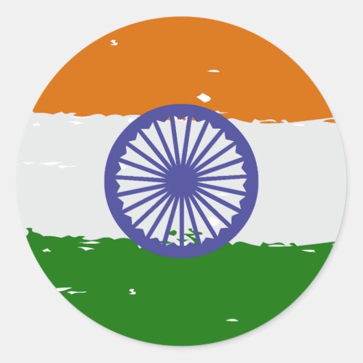 INDIASE VLAG met borsteleffect Ronde Sticker (Voorkant)