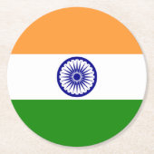 Indiase vlag ronde kartonnen onderzetter (Voorkant)