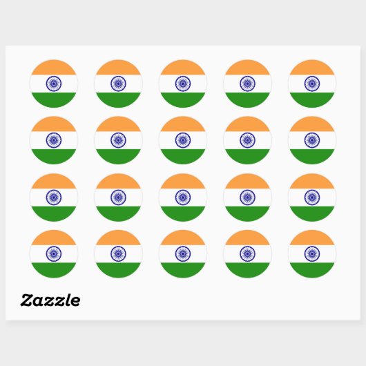 Indiase vlag ronde sticker (Vel)