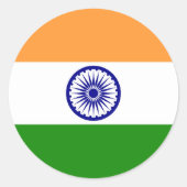 Indiase vlag ronde sticker (Voorkant)