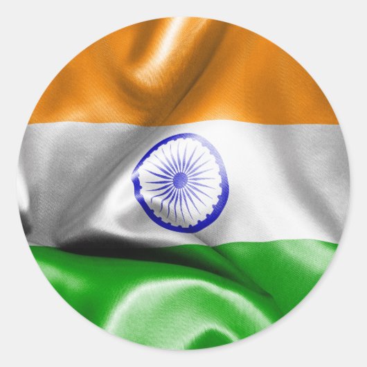 Indiase vlag ronde sticker (Voorkant)